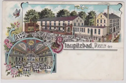 99829 Ak Lithographie Gruß vom Staupitzbad Döbeln 1911