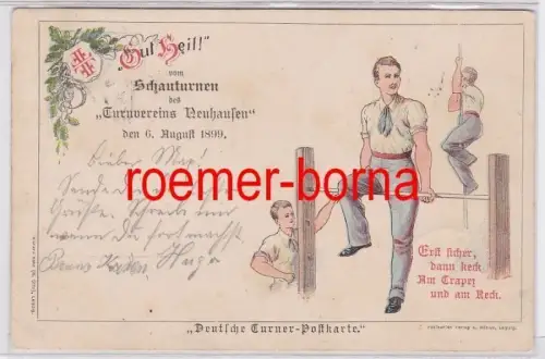 81469 Künstler Ak Werbung Schauturnen Turnverein Neuhausen 6.8.1899