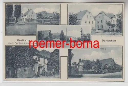 79486 Mehrbild Ak Gruß aus Sahlassan Gasthaus, Schule usw. um 1930