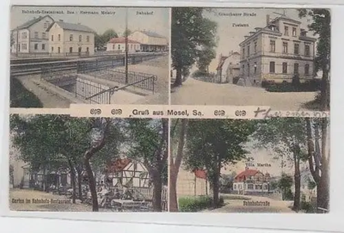 47053 Mehrbild Ak Gruß aus Mosel Sa. Bahnhofs-Restaurant usw. 1918