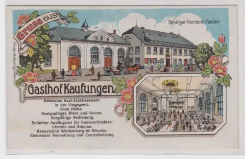 98297 Ak Lithographie Gruss aus Gasthof Kaufungen um 1920