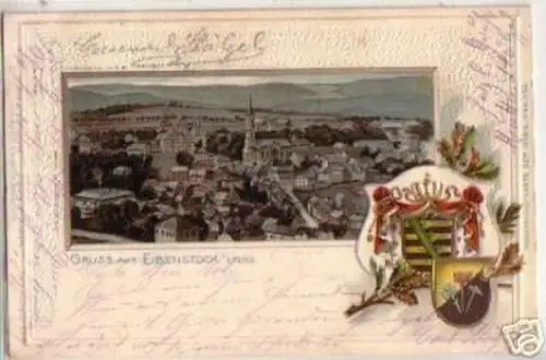 10744 Präge Ak Lithographie Gruss aus Eibenstock 1901