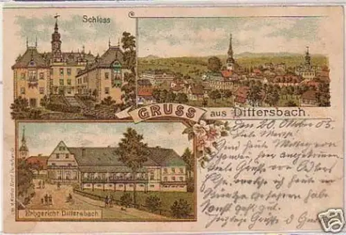 24162 Ak Lithographie Gruß aus Dittersbach 1905