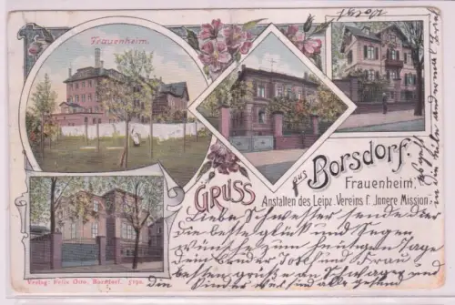24993 Ak Lithographie Gruß aus Borsdorf Frauenheim Innere Mission 1903