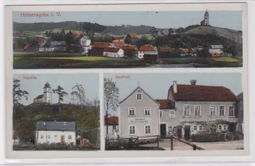 84043 Mehrbild AK Heinersgrün im Vogtland - Kapelle, Gasthof & Totalansicht