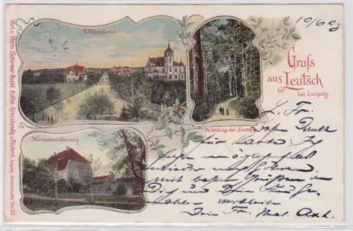 86950 Mehrbild Ak Gruß aus Leutzsch bei Leipzig Villenviertel usw. 1903