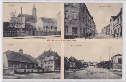 89977 Mehrbild Ak Gruß aus Lindenthal Schule, Bahnhofstraße, Kirche 1914