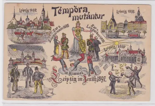 87497 Humor Ak Leipzig 'Temopra Mutantur' 1897