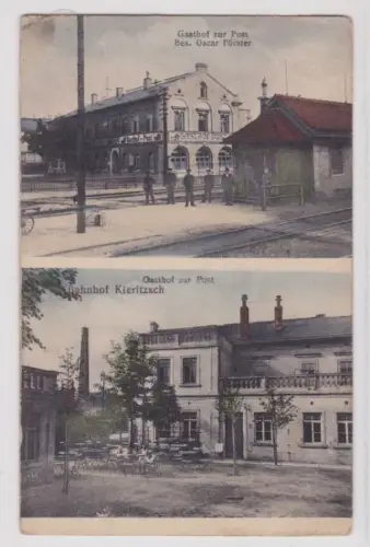 94398 Mehrbild Ak Bahnhof Kieritzsch Gasthof zur Post 1919