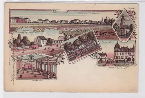 56792 Ak Lithographie Gruß aus Gautzsch Gasthof usw. um 1900