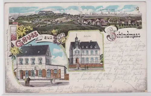 98536 Ak Lithographie Gruss aus Schindmaas Post, Schule usw. 1907