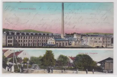 98660 Mehrbild Ak Gruß aus Singwitz bei Bautzen Papierfabrik 1910