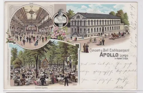 85596 Ak Lithographie Leipzig Apollo Concert & Ball Etablissement 1902