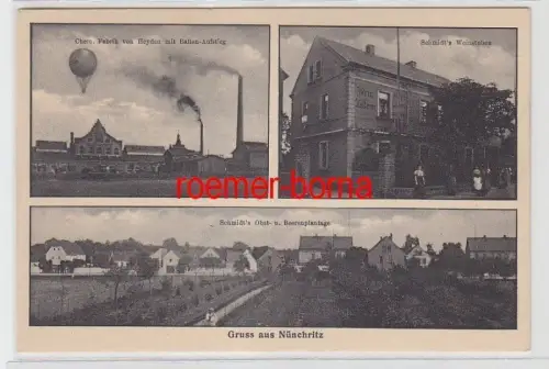 72726 Mehrbild Ak Gruss aus Nünchritz Schmidt´s Weinstuben + Chem. Fabrik um1920