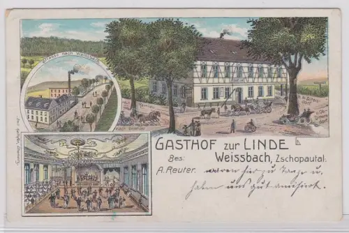92013 Ak Lithographie Weissbach Zschopautal Gasthof zur Linde 1908