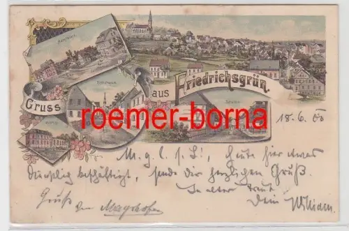 03090 Ak Lithographie Gruß aus Friedrichsgrün Gasthof usw. 1900