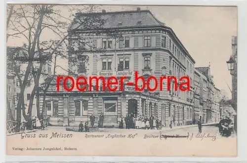 83150 Ak Gruss aus Meissen Restaurant 'Englischer Hof' 1907
