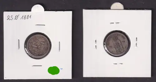 25 Öre Silber Münze Schweden 1881 Oscar II. ss+ (171193)
