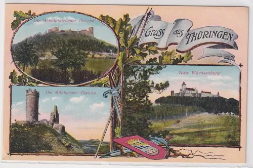 31101 Ak Gruß aus Thüringen "Die 3 Gleichen" um 1920