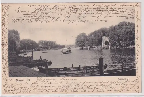 98999 Ak Berlin Treptow See mit Booten 1900