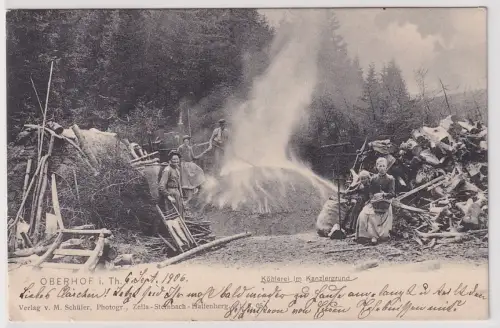 52534 Ak Oberhof in Thüringen Köhlerei im Kanzlergrund 1906
