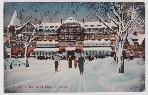 62791 Ak Winter in Oberhof in Thüringen Schloßhotel um 1920