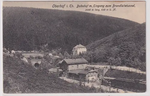 37189 Ak Oberhof in Thüringen Bahnhof mit Eingang zum Brandleitetunnel 1909