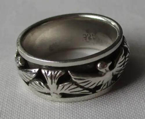 ungewöhnlicher Damenring 925er Silber mitumlaufenden Vögeln (136311)