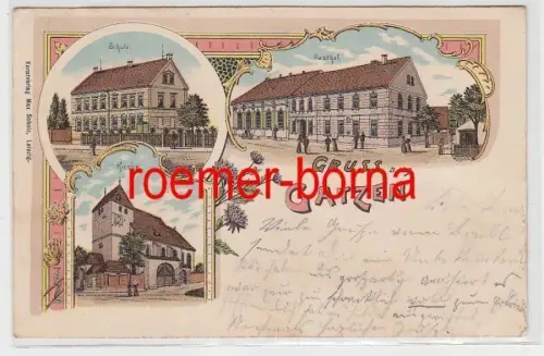 83153 Ak Lithographie Gruß aus Gatzen bei Groitzsch 1912