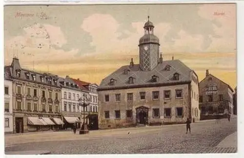 55553 Ak Meerane in Sachsen Markt mit Rathaus 1912