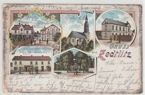 28489 Ak Lithographie Gruss aus Zedlitz bei Borna 1902