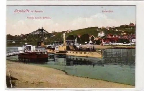 50031 Ak Loschwitz bei Dresden König Albert Brücke 1917
