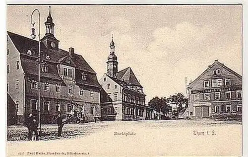 23180 Ak Thum in Sachsen Marktplatz um 1900