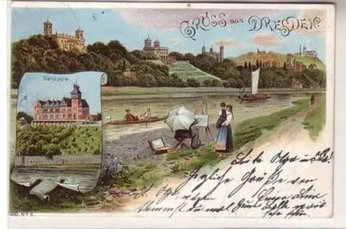 58301 Ak Lithografie Gruss aus Dresden 1899