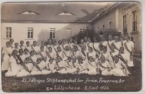 44447 Foto Ak Lützschena freiw. Feuerwehr 1924