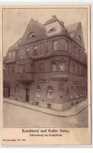 53837 Ak Schneeberg im Erzgebirge Konditorei und Kaffee Heinz 1921