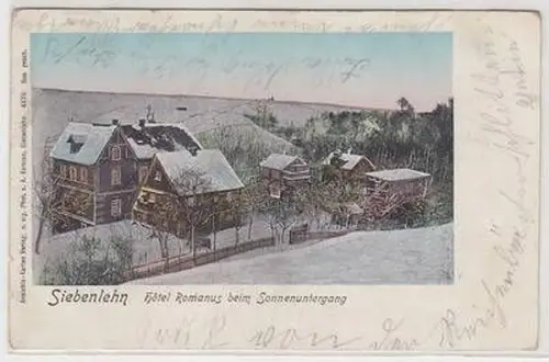 29140 Ak Siebenlehn Hotel Romanus beim Sonnenuntergang 1906