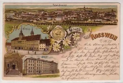 46292 Ak Lithographie Gruß aus Rosswein Schule 1900