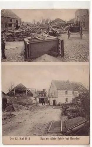 42232 Ak Das zerstörte Sehlis bei Borsdorf 12. Mai 1912