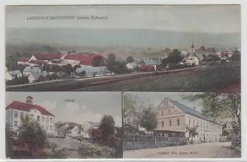 42771 Mehrbild Ak Langenhennersdorf Schule Gasthof 1910
