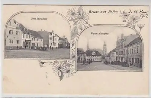 44415 Mehrbild Ak Gruß aus Rötha Marktplatz in Sa. 1907