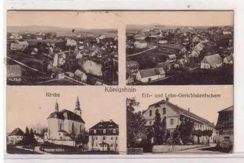53949 Mehrbild Ak Königshain Kirche und Gerichtskretscham 1923