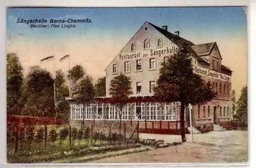 44033 Ak Restaurant zur Sängerhalle Borna Chemnitz 1919