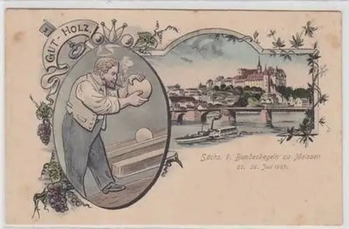 51392 Mehrbild Ak 9. sächsissches Bundeskegeln zu Meissen 1905