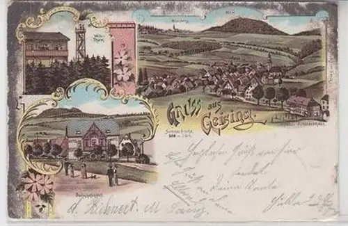 57375 Ak Lithographie Gruß aus Geising im Erzgebirge 1899