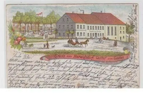 49340 Ak Gruss aus Herwigsdorf Gasthof zum Gütchen 1899