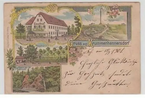 42558 Ak Lithographie Gruß aus Krummenhennersdorf 1901