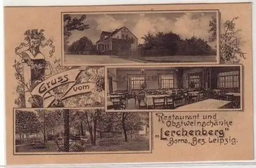 14537 Ak Gruß vom Restaurant und Obstweinschänke "Lerchenberg" Borna 1923