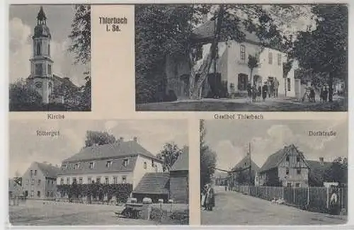 55508 Mehrbild Ak Thierbach in Sachsen Gasthof, Rittergut, Dorfstraße 1917