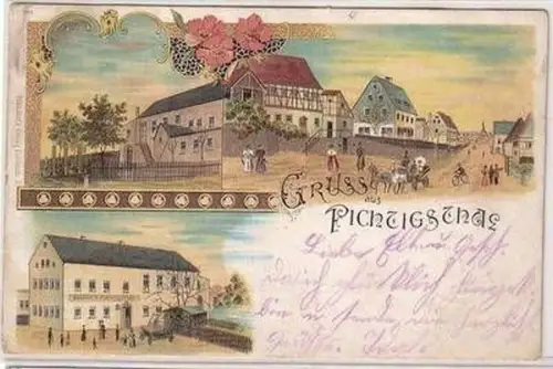 13965 Ak Lithographie Gruss aus Fichtigsthal bei Limbach in Sachsen 1901